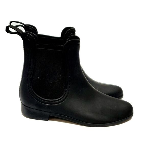 Jeffrey Campbell Havana Last Black Rubber Ankle Chelsea Rain Boot Shoes Sz 7 - Picture 1 of 4